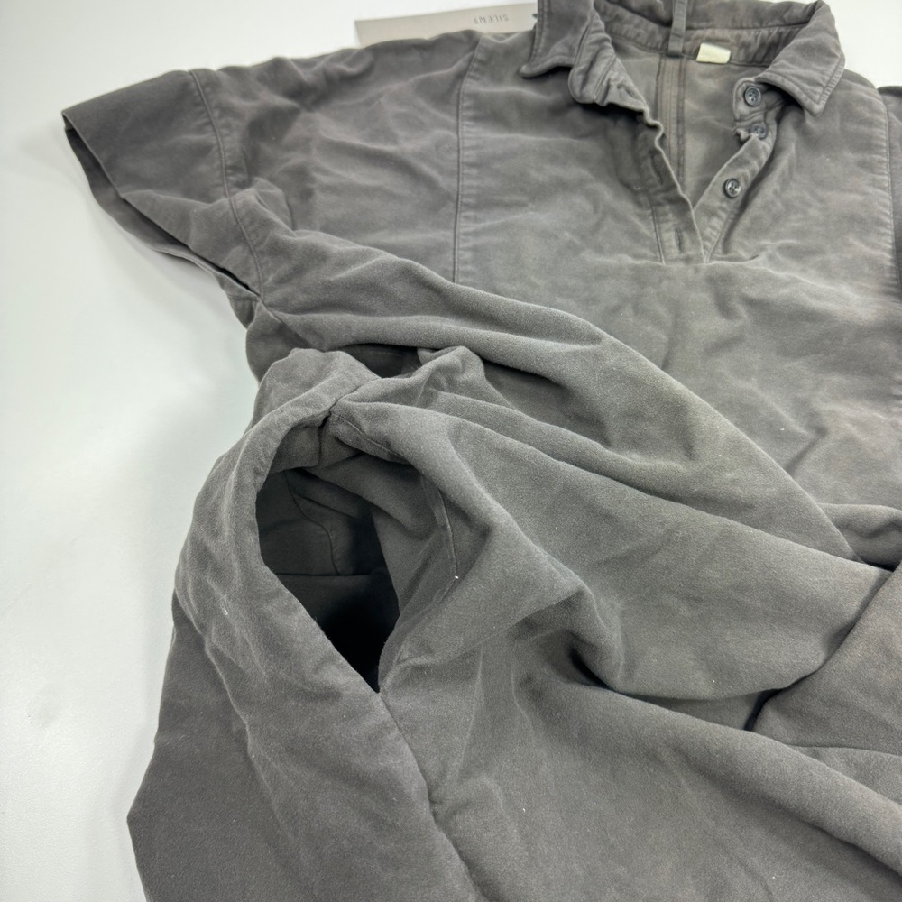 Damir Doma Silent Polo Shirt Dress Cap Sleeve Ash Gray Moleskin Cotton Jersey S - Picture 10 of 15